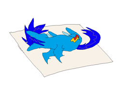 Size: 751x535 | Tagged: safe, artist:koidial, imported from derpibooru, oc, oc only, oc:dreadful blue horse!, bat pony, pony, bat pony oc, bat wings, blue coat, blue mane, blue tail, colored, doodle, dying, female, flat colors, glue trap, lying down, mare, ponysona, simple background, solo, spread wings, tail, white background, wings