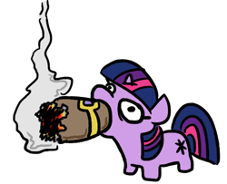 Size: 584x475 | Tagged: safe, artist:jargon scott, imported from derpibooru, twilight sparkle, pony, unicorn, cigar, female, filly, filly twilight sparkle, full mouth, gentlemen, simple background, smoking, solo, squatpony, twiggie, unicorn twilight, white background, younger