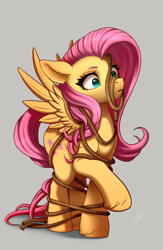 Size: 1300x2000 | Tagged: safe, artist:zetamad, imported from derpibooru, fluttershy, pegasus, pony, atg 2024, newbie artist training grounds, ropes, solo