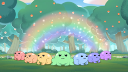 Size: 1366x768 | Tagged: safe, imported from derpibooru, screencap, frog, spoiler:g5, spoiler:my little pony: tell your tale, spoiler:tyts02e14, forest, g5, grass, my little pony: tell your tale, nature, rainbow, swing and a misty, tree