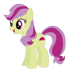 Size: 422x439 | Tagged: safe, artist:selenaede, artist:user15432, imported from derpibooru, bitta luck, earth pony, pony, base used, freckles, green coat, not applejack, open mouth, pink eyes, purple mane, purple tail, recolor, simple background, solo, tail, transparent background