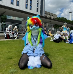 Size: 1080x1095 | Tagged: safe, artist:siyin, imported from derpibooru, rainbow dash, fursuit, irl, photo, solo