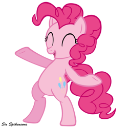 Size: 900x900 | Tagged: safe, artist:sirspikensons, imported from derpibooru, pinkie pie, earth pony, pony, baby cakes, bipedal, eyes closed, female, mare, simple background, solo, transparent background, vector