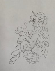 Size: 1635x2130 | Tagged: safe, artist:shpinat9, imported from derpibooru, princess luna, alicorn, pony, solo, traditional art