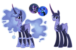 Size: 5418x3569 | Tagged: safe, artist:xxcheerupxxx, imported from derpibooru, nightmare moon, princess luna, twilight sparkle, oc, alicorn, pony, female, magical lesbian spawn, mare, offspring, parent:nightmare moon, parent:twilight sparkle, simple background, transparent background