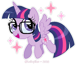 Size: 656x535 | Tagged: safe, artist:lullapiies, imported from derpibooru, twilight sparkle, alicorn, pony, chibi, glasses, meganekko, solo, twilight sparkle (alicorn)