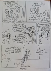 Size: 1080x1506 | Tagged: safe, artist:doodletheexpoodle, imported from derpibooru, spike, twilight sparkle, alicorn, dragon, pony, comic, dialogue, duo, duo male and female, female, grayscale, male, mare, monochrome, postpartum depression, speech bubble, twilight sparkle (alicorn), winged spike, wings