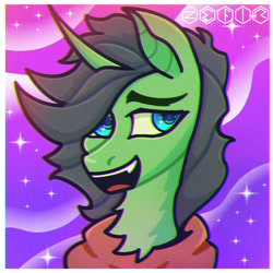 Size: 894x894 | Tagged: safe, artist:dark-zefir, imported from derpibooru, oc, oc only, pony, unicorn, abstract background, background, blue eyes, bust, clothes, commission, digital art, ear fluff, eyebrows, female, floppy ears, gradient background, gradient mane, green, high res, horn, male, night, open mouth, open smile, portrait, shiny mane, short mane, signature, smiling, solo, space, sparkly eyes, stallion, starry background, stars, straight, two toned mane, unicorn horn, unicorn oc, wind, wingding eyes