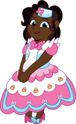 Size: 759x1233 | Tagged: safe, artist:prixy05, imported from derpibooru, pinkie pie, human, clothes, dark skin, dress, female, freckles, gala dress, human coloration, humanized, simple background, solo, transparent background, vector