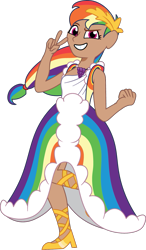 Size: 797x1364 | Tagged: safe, artist:prixy05, imported from derpibooru, rainbow dash, human, clothes, dress, female, gala dress, human coloration, humanized, simple background, solo, transparent background, vector