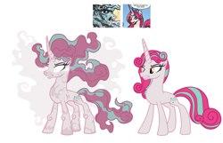 Size: 2132x1373 | Tagged: safe, artist:messy sketch, imported from derpibooru, princess amore, oc, oc only, oc:apostle, pony, umbrum, unicorn, blue, concave belly, horn, pink, pink and blue hairstyle and tail, ribs, simple background, slender, thin, white, white background