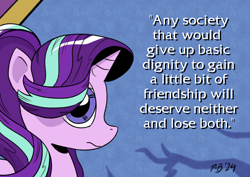 Size: 3070x2171 | Tagged: safe, artist:pony-berserker, imported from derpibooru, starlight glimmer, benjamin franklin, freedom, liberty, misquote, quote, quote reference, reference