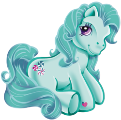 Size: 633x628 | Tagged: safe, imported from derpibooru, minty, earth pony, pony, 2003, alternate hair color, female, g3, hoof heart, mare, official, prototype, simple background, sitting, solo, stock vector, underhoof, white background