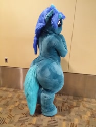 Size: 1536x2048 | Tagged: safe, artist:oshihidra, imported from derpibooru, oc, oc only, earth pony, fursuit, indoors, irl, large butt, photo, ponysuit, rear view, solo, thighs, thunder thighs