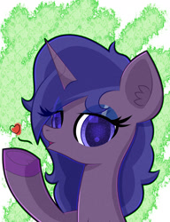 Size: 2000x2600 | Tagged: safe, artist:scandianon, imported from derpibooru, oc, oc only, oc:love bug, pony, unicorn, blowing a kiss, bust, female, horn, lidded eyes, looking at you, mare