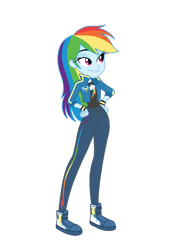 Size: 1280x1793 | Tagged: safe, artist:nightglowfan, imported from derpibooru, rainbow dash, human, equestria girls, clothes, female, hand on hip, simple background, solo, transparent background, uniform, vector, wonderbolts uniform