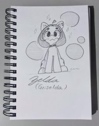 Size: 2450x3126 | Tagged: safe, artist:zamiración, imported from derpibooru, oc, oc only, oc:griselda gedeón, earth pony, cute, pencil drawing, photo, solo, traditional art