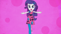 Size: 960x540 | Tagged: safe, imported from derpibooru, screencap, rarity, human, equestria girls, life is a runway, animated, clothes, female, gif, incoming hug, pantyhose, swaying hips