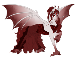 Size: 1587x1172 | Tagged: safe, artist:arexstar, imported from derpibooru, oc, oc only, bat pony, pony, bat pony oc, bat wings, clothes, cloven hooves, dress, jewelry, solo, tiara, wings