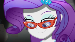 Size: 1280x720 | Tagged: safe, imported from derpibooru, screencap, rarity, human, equestria girls, life is a runway, female, glasses, rarity's glasses, solo