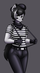 Size: 1000x1800 | Tagged: safe, artist:creatorworld, oc, oc only, anthro, clothes, gloves, latex, male, male oc, mime, monochrome