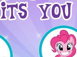 Size: 365x271 | Tagged: safe, imported from derpibooru, pinkie pie, earth pony, pony, cropped, english, female, gameloft, looking at you, mare, meme, my little pony: magic princess, smiling, smiling at you, solo, text, wow! glimmer