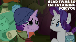 Size: 2000x1125 | Tagged: safe, edit, edited screencap, editor:quoterific, imported from derpibooru, screencap, rarity, starlight glimmer, the mean 6, bag, crying, duo, duo female, female, saddle bag, wavy mouth