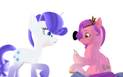 Size: 1920x1200 | Tagged: safe, artist:puzzlshield2, imported from derpibooru, pipp petals, rarity, pegasus, pony, unicorn, 3d, 3d render, beanbag, beanbag chair, duo, duo female, female, g5, generation leap, horn, mmd, my little pony: a new generation, my little pony: make your mark, phone, pipp and her heroine, png, simple background, sitting, story included, transparent background