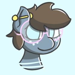 Size: 1024x1024 | Tagged: safe, artist:charleyhorsey, imported from derpibooru, oc, oc only, oc:charley, earth pony, pony, freckles, glasses, piercing, solo