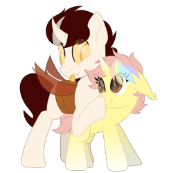 Size: 2500x2500 | Tagged: safe, artist:ponkus, imported from derpibooru, oc, oc only, oc:biepbot, oc:ponkus, bat pony, changeling, pony, unicorn, waspling, :p, boop, female, horn, male, mare, simple background, stallion, tongue out, transparent background