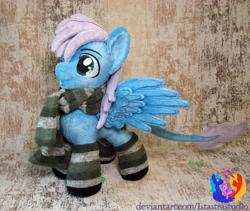 Size: 2732x2304 | Tagged: safe, artist:1stastrastudio, imported from derpibooru, oc, oc:kaytomy lays, pegasus, pony, clothes, irl, male, photo, plushie, scarf, socks, solo, stallion, striped socks