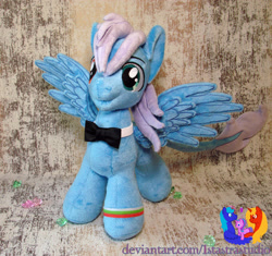 Size: 2364x2218 | Tagged: safe, artist:1stastrastudio, imported from derpibooru, oc, oc:kaytomy lays, pegasus, pony, bowtie, heterochromia, irl, male, photo, plushie, solo, stallion