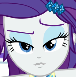 Size: 490x497 | Tagged: safe, edit, edited screencap, imported from derpibooru, screencap, rarity, human, camping must-haves, equestria girls, spoiler:eqg series (season 2), bedroom eyes, close-up, cropped, eyeshadow, female, looking at you, makeup, my little pony equestria girls: better together, pouting