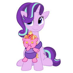 Size: 750x750 | Tagged: safe, imported from derpibooru, luster dawn, starlight glimmer, alicorn, pony, baby, baby pony, chubby, duo, duo female, female, luster dawn is starlight's and sunburst's daughter, offspring, parent:starlight glimmer, parent:sunburst, parents:starburst, simple background, transparent background