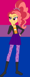 Size: 255x642 | Tagged: safe, artist:sturk-fontaine, imported from derpibooru, oc, oc only, oc:scarlet dawn, equestria girls, base used, bisexual pride flag, choker, colored background, geode of empathy, magical geodes, magical lesbian spawn, offspring, parent:adagio dazzle, parent:sunset shimmer, pride, pride flag, pride month, solo