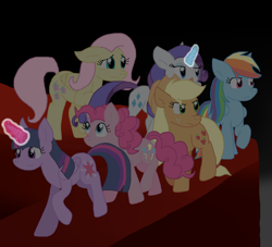 Size: 1874x1700 | Tagged: safe, artist:cmara, imported from derpibooru, applejack, fluttershy, pinkie pie, rainbow dash, rarity, twilight sparkle, alicorn, earth pony, pegasus, unicorn, female, horn, mane six, twilight sparkle (alicorn)