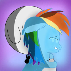 Size: 720x720 | Tagged: safe, imported from derpibooru, rainbow dash, pegasus, comforting, cooper doodlian, crying, cute, doodland, sad