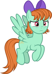 Size: 9315x13300 | Tagged: safe, artist:starryshineviolet, imported from derpibooru, part of a set, peppermint goldylinks, pegasus, pony, school raze, absurd resolution, bow, female, flying, friendship student, hair bow, mare, sad, shocked, shocked expression, simple background, solo, transparent background, vector