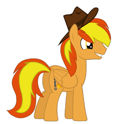 Size: 1599x1673 | Tagged: safe, artist:xxblue-shy-gamersxx, imported from derpibooru, oc, oc only, oc:firey ratchet, pegasus, fedora, hat, male, simple background, smiling, stallion, transparent background