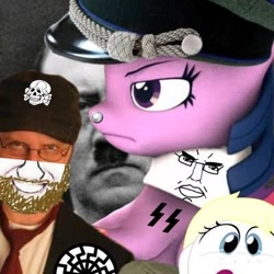 Size: 400x400 | Tagged: safe, artist:aryanne, twilight sparkle, oc, oc:aryanne, alicorn, adolf hitler, black sun, chud, doug walker, nazi, twilight sparkle (alicorn), wat