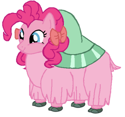 Size: 442x415 | Tagged: safe, artist:qjosh, imported from derpibooru, pinkie pie, earth pony, yak, female, pony to yak, solo, transformation, transformation sequence