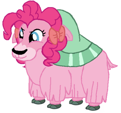 Size: 441x411 | Tagged: safe, artist:qjosh, imported from derpibooru, pinkie pie, yak, female, pinkie yak, pony to yak, solo, species swap, transformation, transformation sequence, yakified