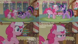 Size: 2000x1125 | Tagged: safe, edit, edited screencap, editor:quoterific, imported from derpibooru, screencap, pinkie pie, twilight sparkle, baby cakes, diaper