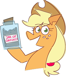 Size: 785x913 | Tagged: safe, artist:threetwotwo32232, imported from derpibooru, applejack, earth pony, pony, female, jar, jar of dirt, looking at you, mare, simple background, solo, transparent background