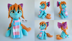 Size: 2400x1394 | Tagged: safe, artist:meplushyou, imported from derpibooru, oc, oc:skydream, pegasus, pony, bow, clothes, female, hair bow, irl, mare, photo, plushie, pride, pride flag, scarf, solo