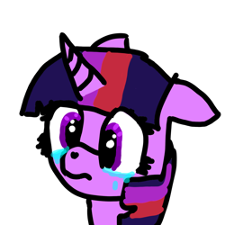 Size: 1024x1024 | Tagged: safe, artist:sipuxa, imported from derpibooru, twilight sparkle, pony, unicorn, crying, floppy ears, horn, sad, simple background, sketch, solo