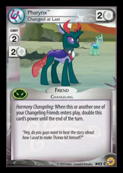 Size: 344x480 | Tagged: safe, imported from derpibooru, pharynx, changedling, changeling, to change a changeling, ccg, enterplay, friends forever (set), male, merchandise, my little pony collectible card game, prince pharynx, solo focus