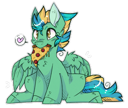 Size: 1465x1235 | Tagged: safe, artist:heart-sketch, imported from derpibooru, oc, oc:vindi, pegasus, pony, food, pizza, solo