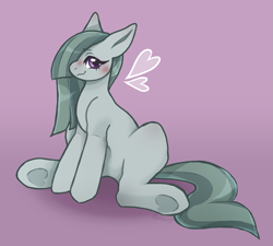 Size: 999x900 | Tagged: safe, artist:pensu, imported from derpibooru, marble pie, earth pony, pony, blushing, cute, eyelashes, female, long hair, long mane, mare, simple background, sitting, solo