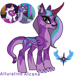 Size: 640x640 | Tagged: safe, artist:sallythepinkdog2024, imported from derpibooru, opaline arcana, oc, alicorn, big cat, hybrid, leopard, pony, allura, aq bars, ear piercing, earring, female, folded wings, fusion, fusion:allura, fusion:opaline arcana, g5, jewelry, leopard pony, piercing, simple background, solo, white background, wings